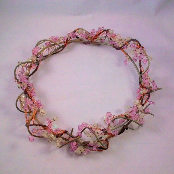 PartyLite Dew Drop Beaded Candle Ring Wreath